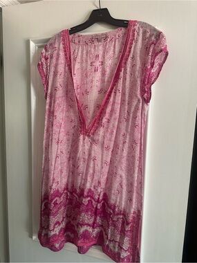 Calypso St. Barth Pink Printed V-Neck Swim Coverup